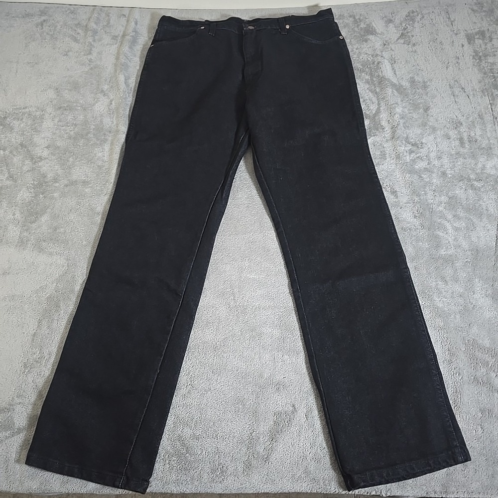 Wrangler Jeans Mens 38X34 Black Cowboy Cut Stretch Slim Fit Western Rodeo Casual